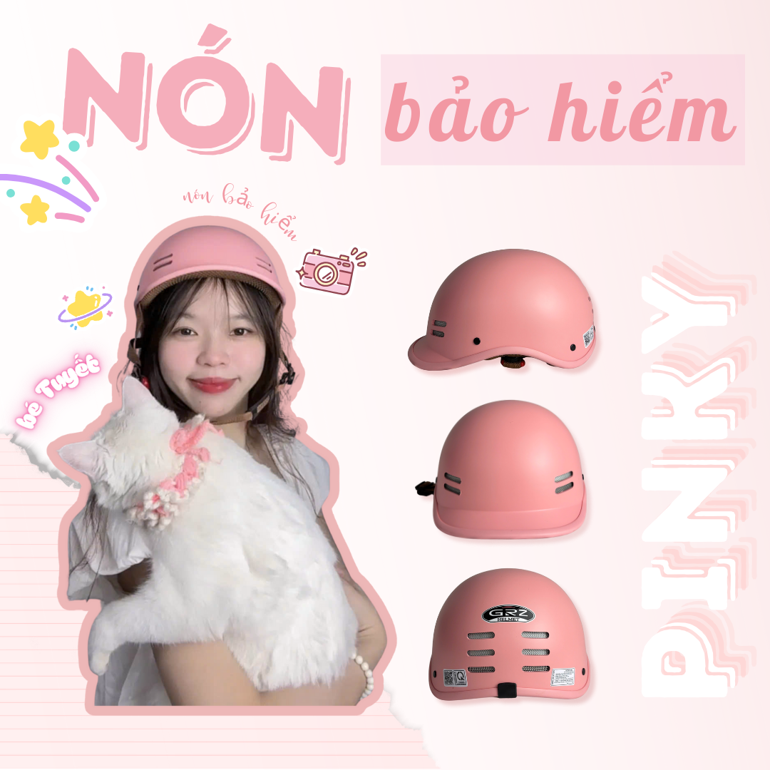 MŨ BẢO HIỂM CÁ HEO HỒNG NỬA ĐẦU