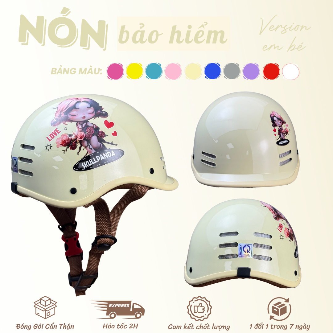 MŨ BẢO HIỂM CÁ HEO CHO BÉ ( KEM )