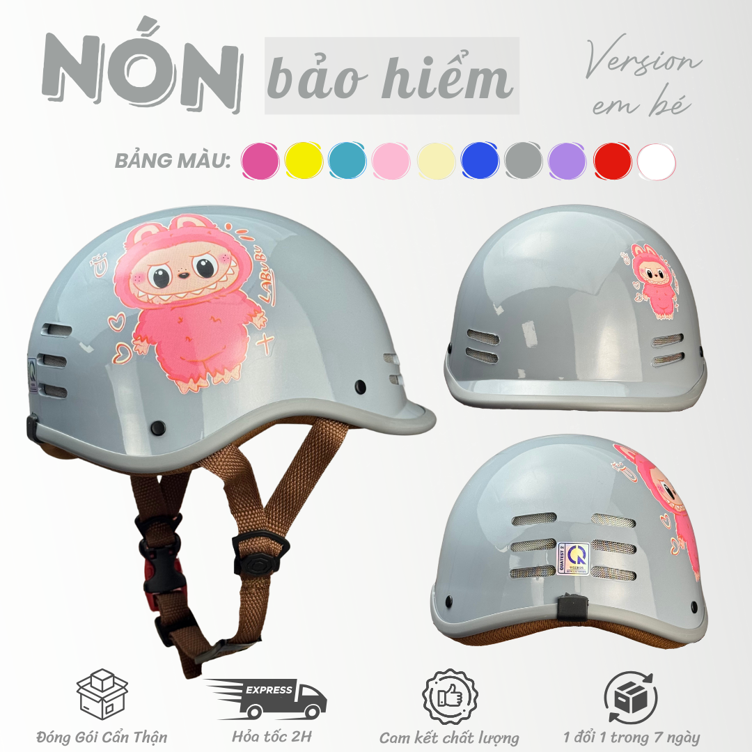 MŨ BẢO HIỂM CÁ HEO CHO BÉ ( XÁM )